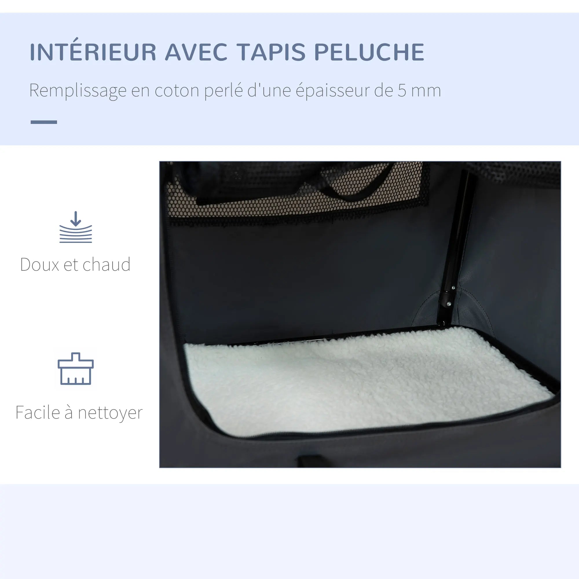 Trasportino per animali PawHut, borsa a mano pieghevole, portatile, nero/grigio, con apertura.