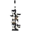 Tiragraffi per Gatti da Soffitto con Altezza Regolabile 240-260 cm, Tiragraffi Multilivello con Cucce e Amache