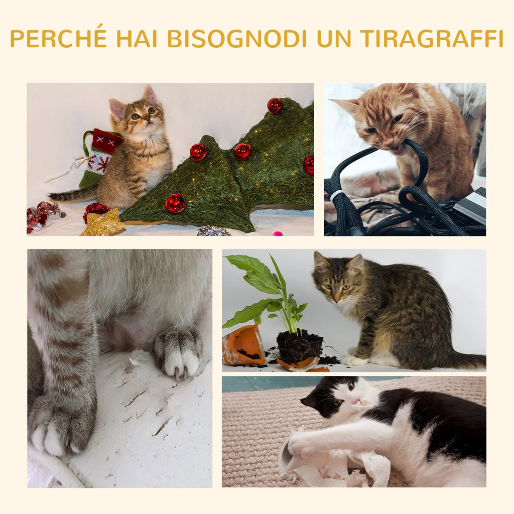Tiragraffi per Gatti da Soffitto con Altezza Regolabile 240-260 cm, Tiragraffi Multilivello con Cucce e Amache