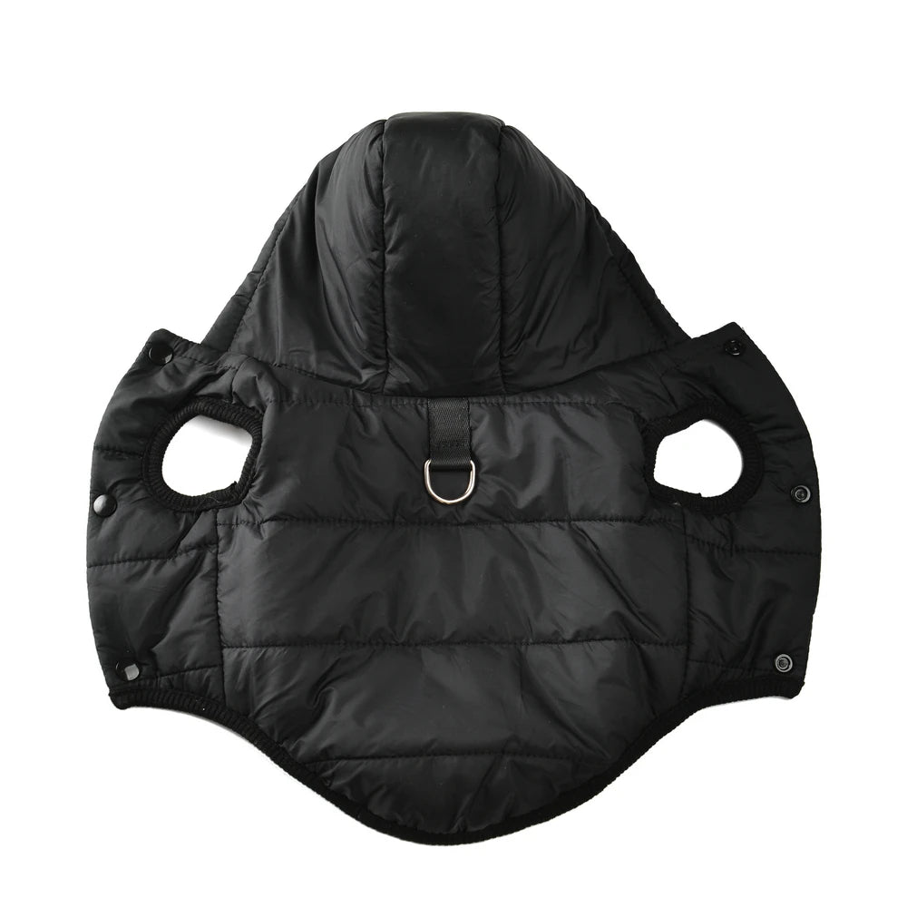Caldo pile cappotto per cani con cappuccio per cani di piccola taglia media inverno vestiti per cuccioli giacca con anello a D spesso accogliente carlino bassotto Parka costume