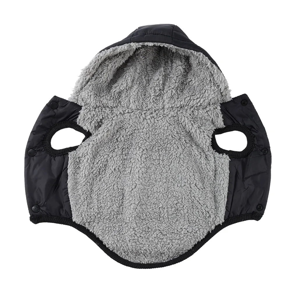 Caldo pile cappotto per cani con cappuccio per cani di piccola taglia media inverno vestiti per cuccioli giacca con anello a D spesso accogliente carlino bassotto Parka costume