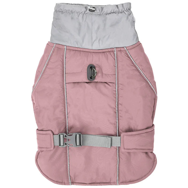 Giacca invernale impermeabile per cani con strisce riflettenti, cappotto spesso e caldo per animali domestici, regolabile con anello a D, S-3XL