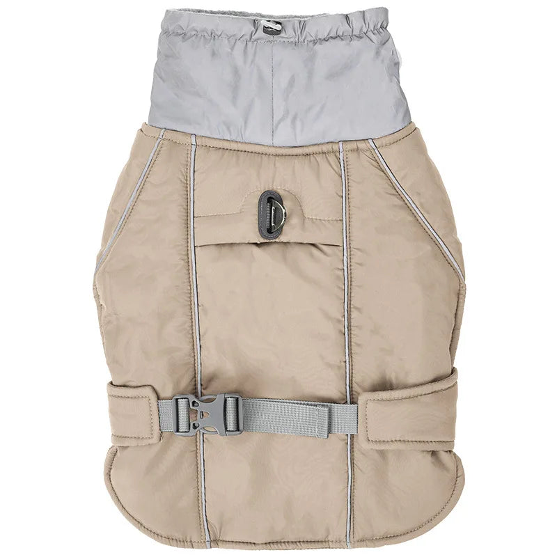 Giacca invernale impermeabile per cani con strisce riflettenti, cappotto spesso e caldo per animali domestici, regolabile con anello a D, S-3XL