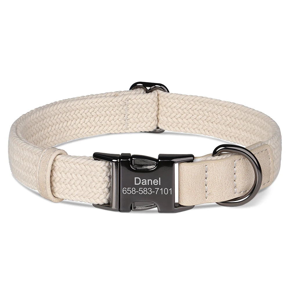 Collare per cani personalizzato Collari per cani in nylon resistente con nome per animali domestici inciso gratuito Collana con fibbia regolabile per cani di taglia piccola, media e grande