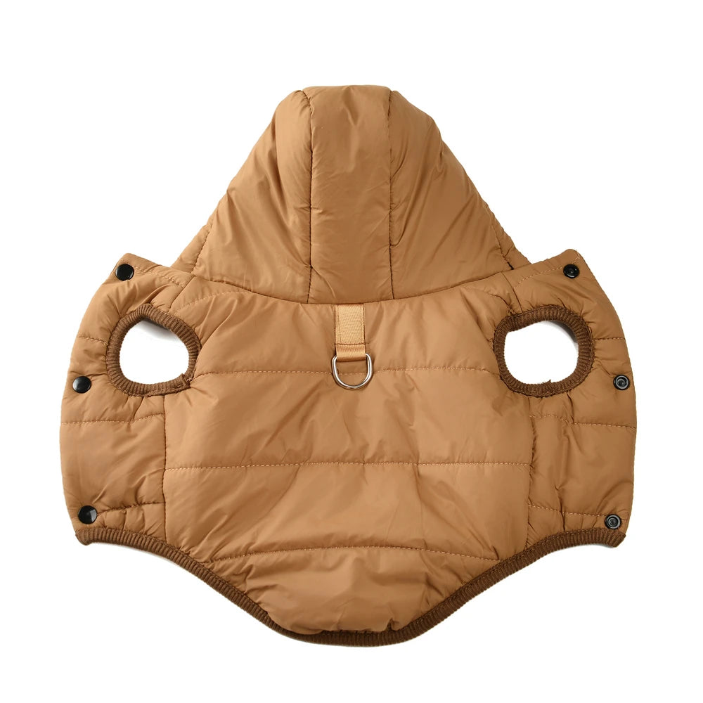 Caldo pile cappotto per cani con cappuccio per cani di piccola taglia media inverno vestiti per cuccioli giacca con anello a D spesso accogliente carlino bassotto Parka costume