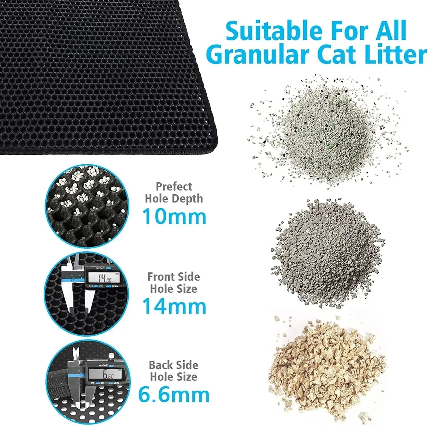 Tappetino per lettiera per gatti Design a 2 strati Tecnologia di cattura della sabbia premium Base impermeabile Protezione antiscivolo per pavimenti per animali domestici per gattini da interni
