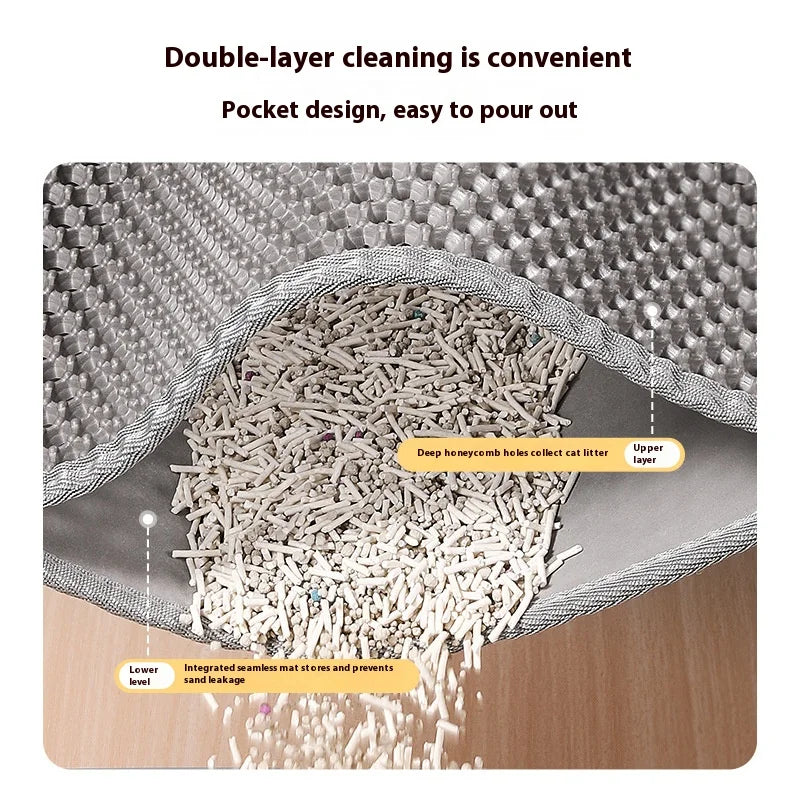 Tappetino per lettiera per gatti Design a 2 strati Tecnologia di cattura della sabbia premium Base impermeabile Protezione antiscivolo per pavimenti per animali domestici per gattini da interni