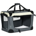 Trasportino per animali PawHut, borsa a mano pieghevole, portatile, nero/grigio, con apertura.