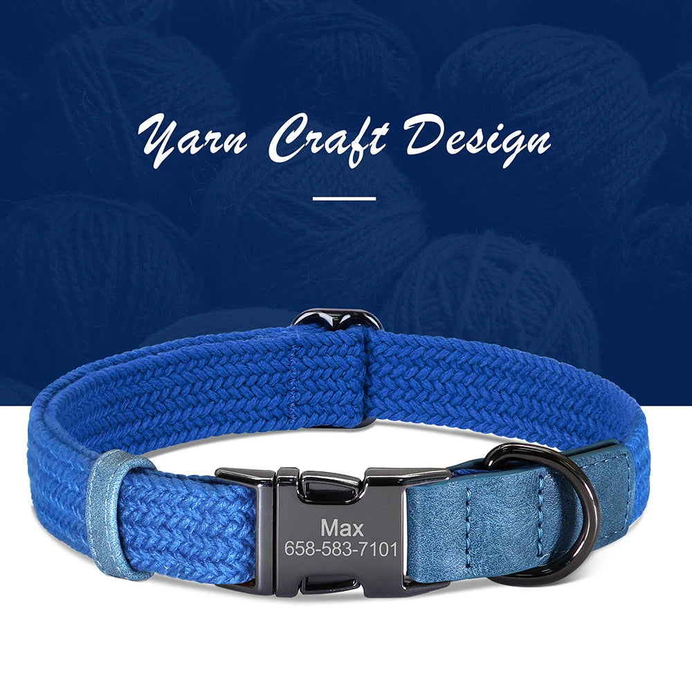 Collare per cani personalizzato Collari per cani in nylon resistente con nome per animali domestici inciso gratuito Collana con fibbia regolabile per cani di taglia piccola, media e grande