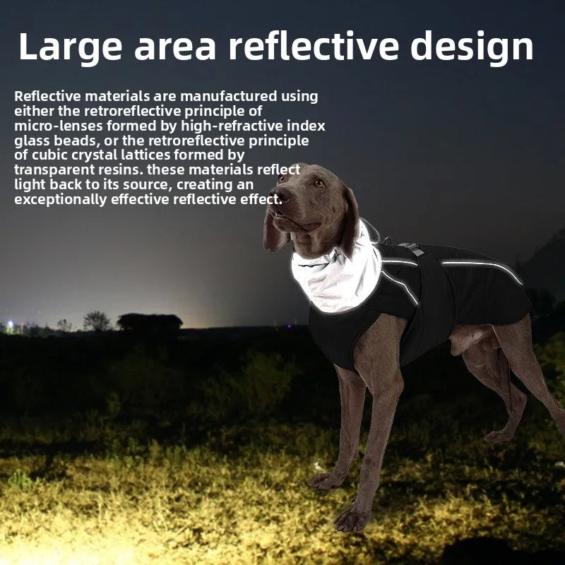 Giacca invernale impermeabile per cani con strisce riflettenti, cappotto spesso e caldo per animali domestici, regolabile con anello a D, S-3XL