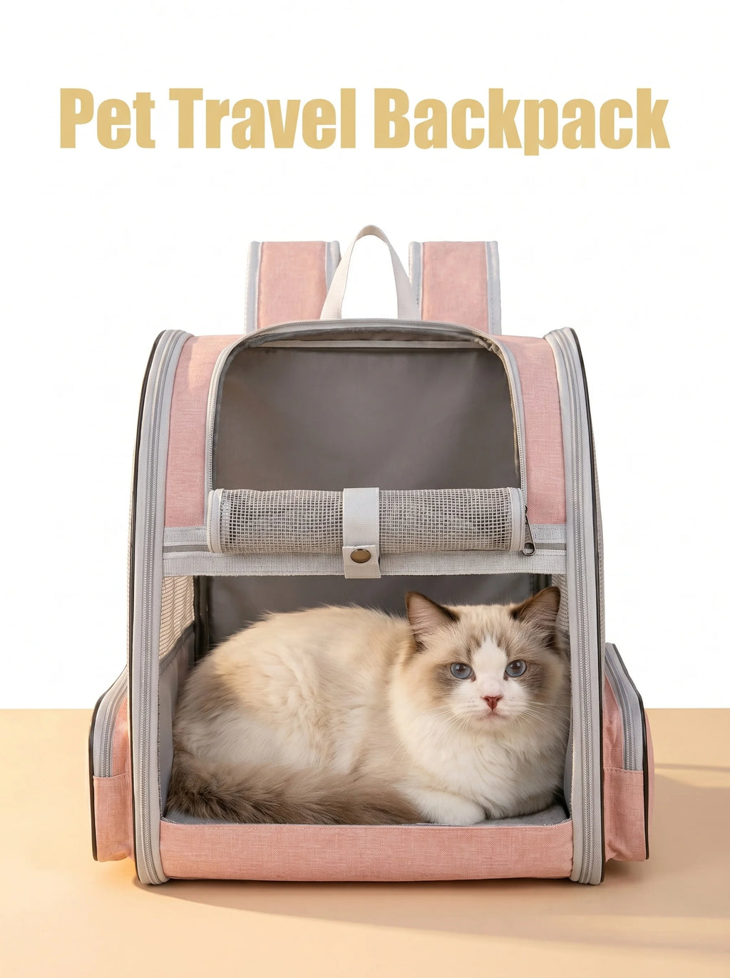 Zaino per gatti espandibile, zaino da viaggio per animali domestici traspirante con design ergonomico, zaino per gatti pieghevole a mani libere per cani piccoli, borsa per animali per escursionismo e viaggio