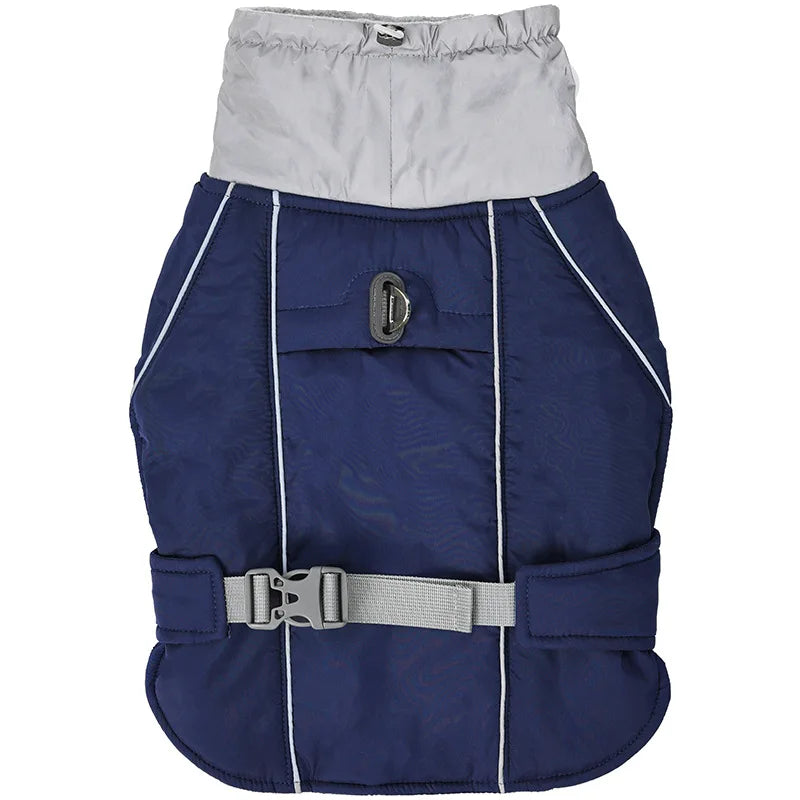 Giacca invernale impermeabile per cani con strisce riflettenti, cappotto spesso e caldo per animali domestici, regolabile con anello a D, S-3XL