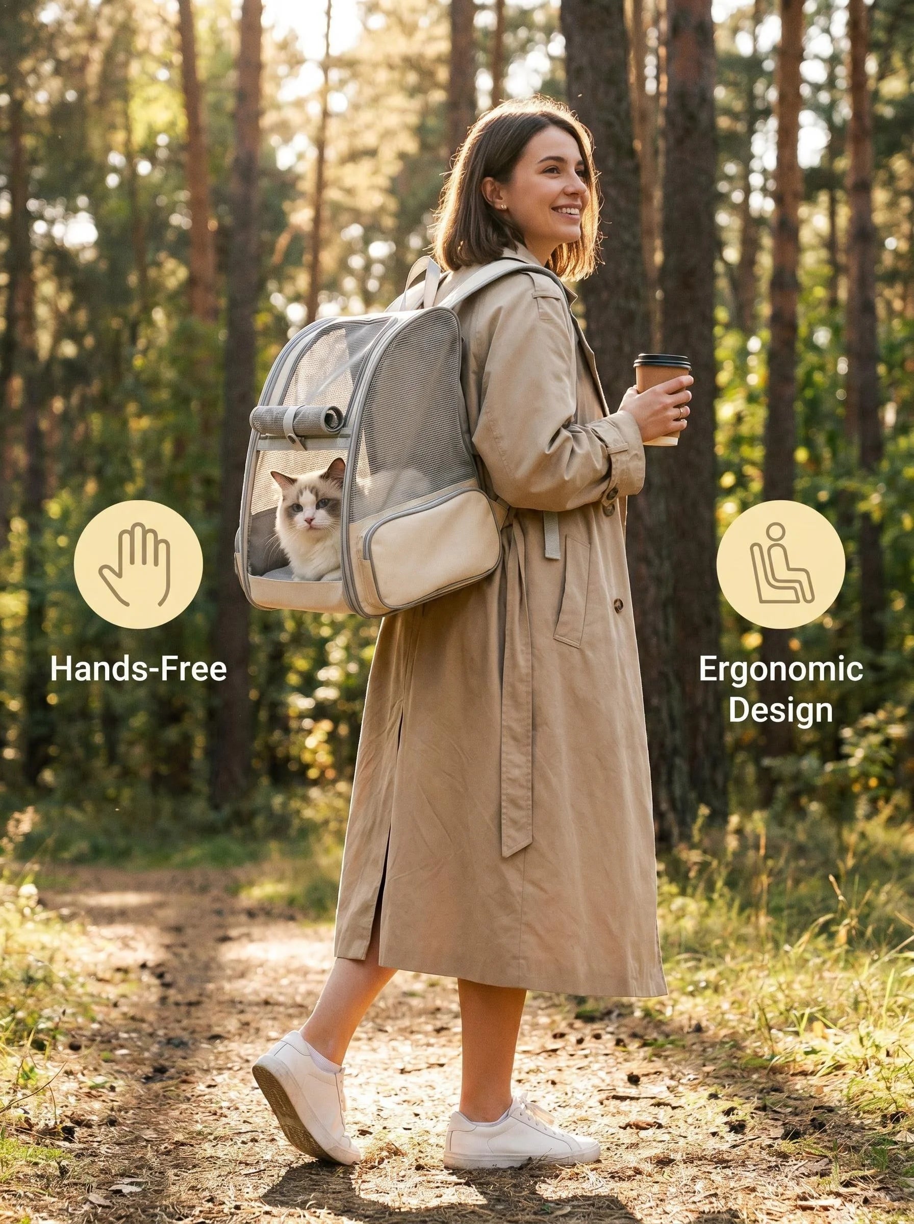Zaino per gatti espandibile, zaino da viaggio per animali domestici traspirante con design ergonomico, zaino per gatti pieghevole a mani libere per cani piccoli, borsa per animali per escursionismo e viaggio