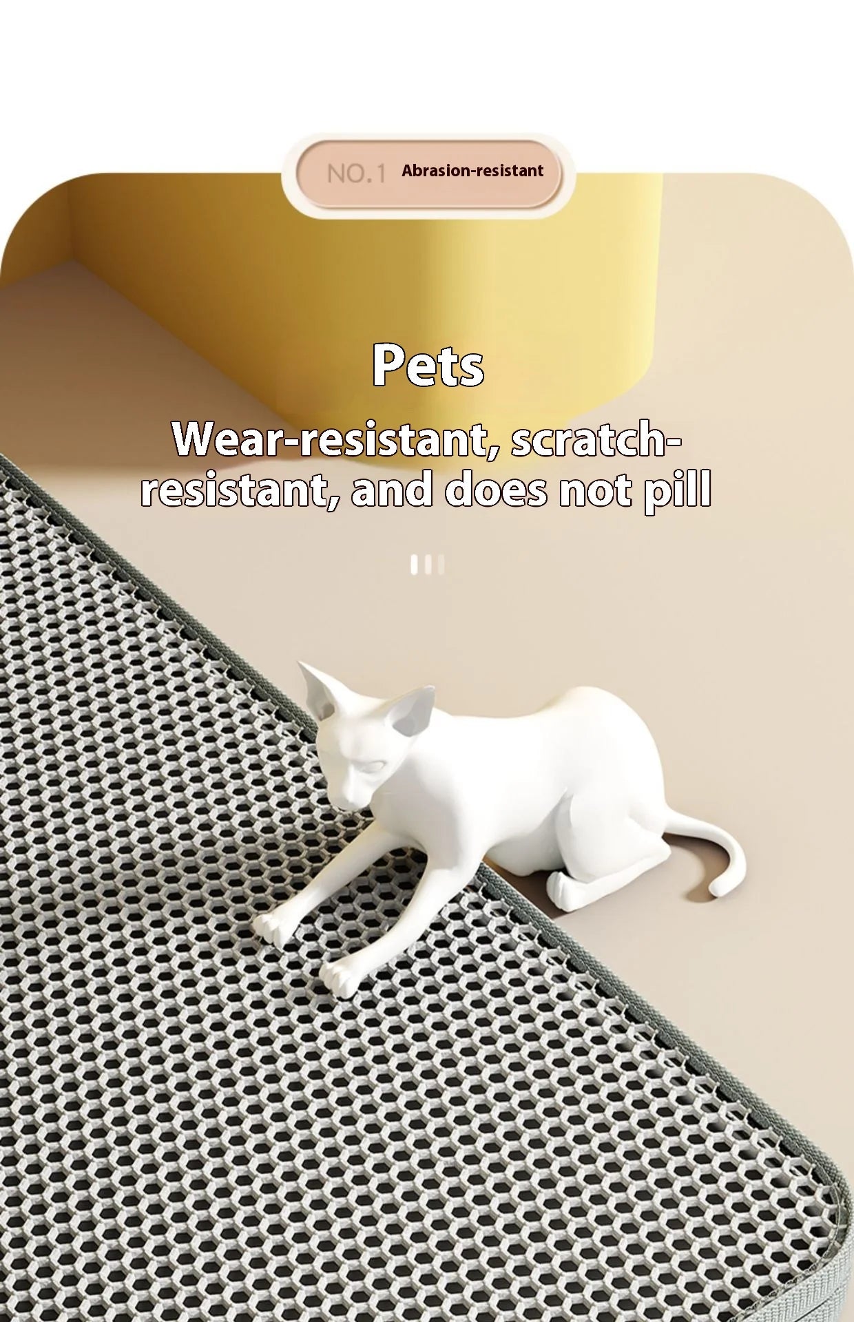 Tappetino per lettiera per gatti Design a 2 strati Tecnologia di cattura della sabbia premium Base impermeabile Protezione antiscivolo per pavimenti per animali domestici per gattini da interni
