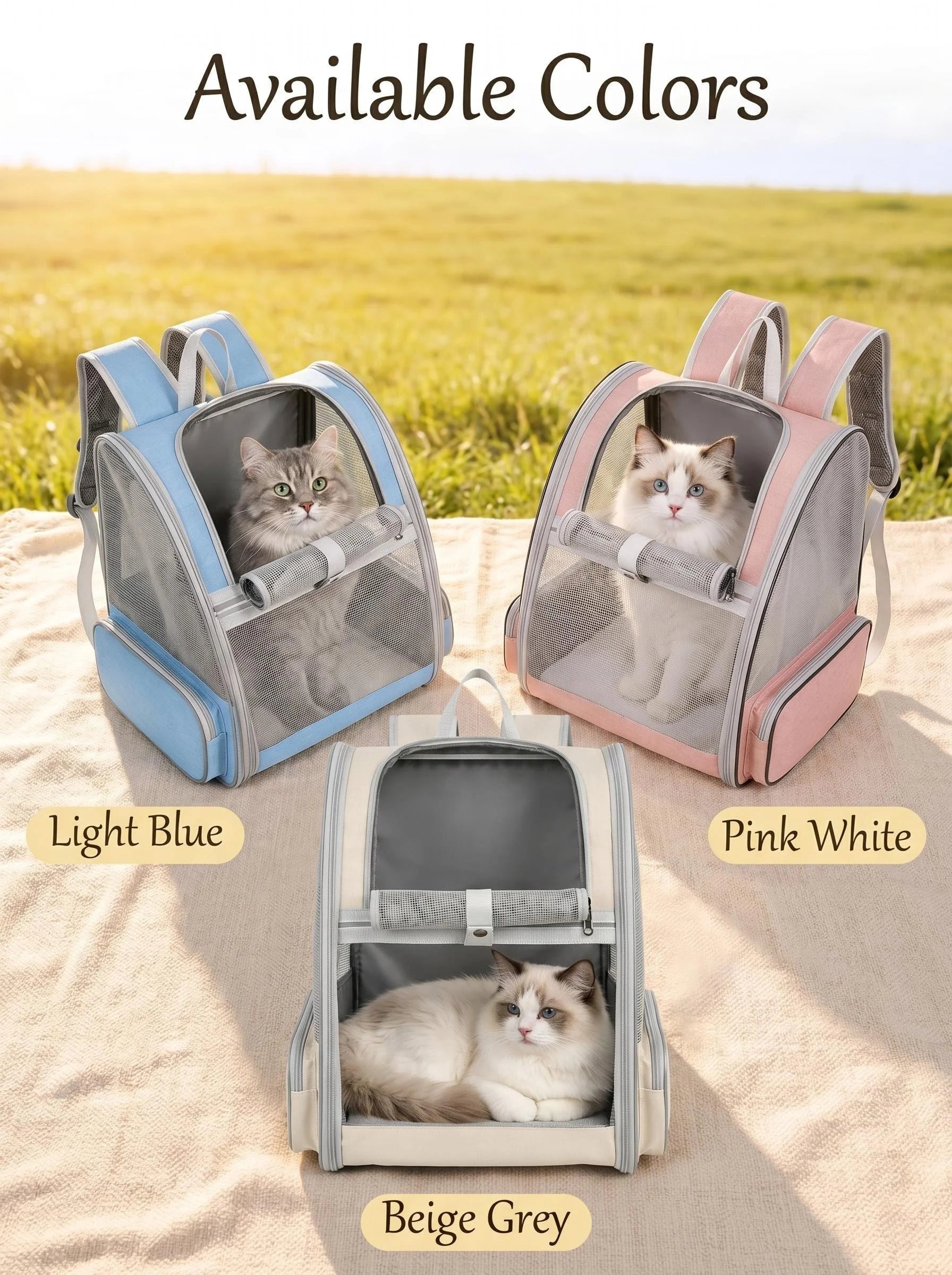 Zaino per gatti espandibile, zaino da viaggio per animali domestici traspirante con design ergonomico, zaino per gatti pieghevole a mani libere per cani piccoli, borsa per animali per escursionismo e viaggio