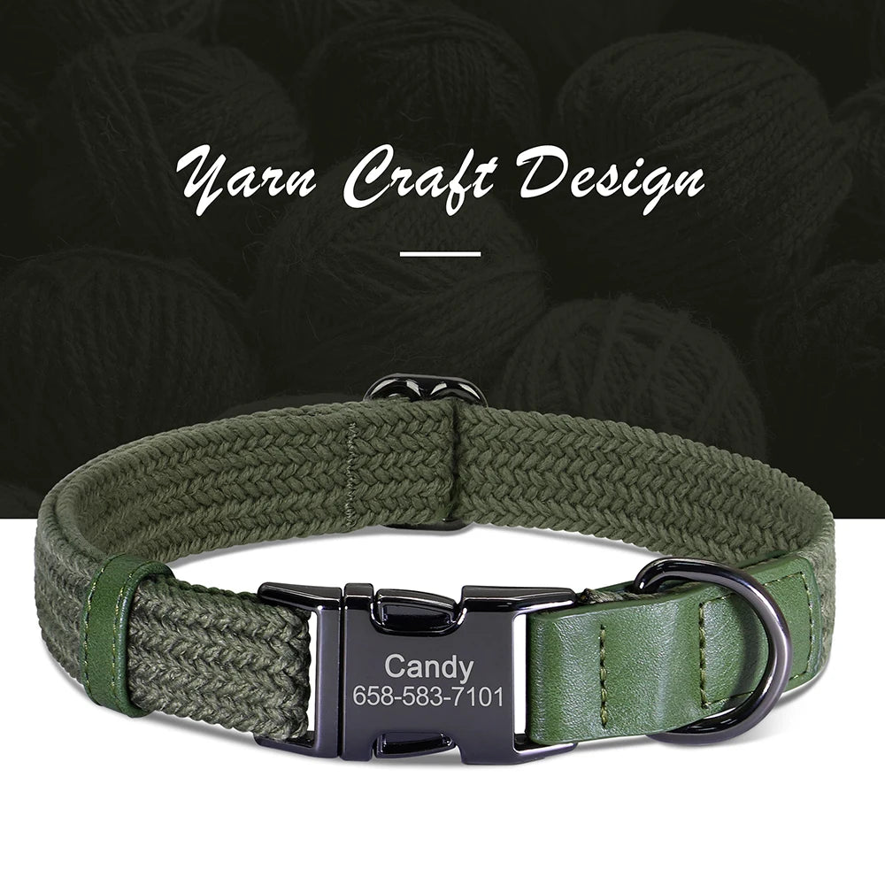 Collare per cani personalizzato Collari per cani in nylon resistente con nome per animali domestici inciso gratuito Collana con fibbia regolabile per cani di taglia piccola, media e grande