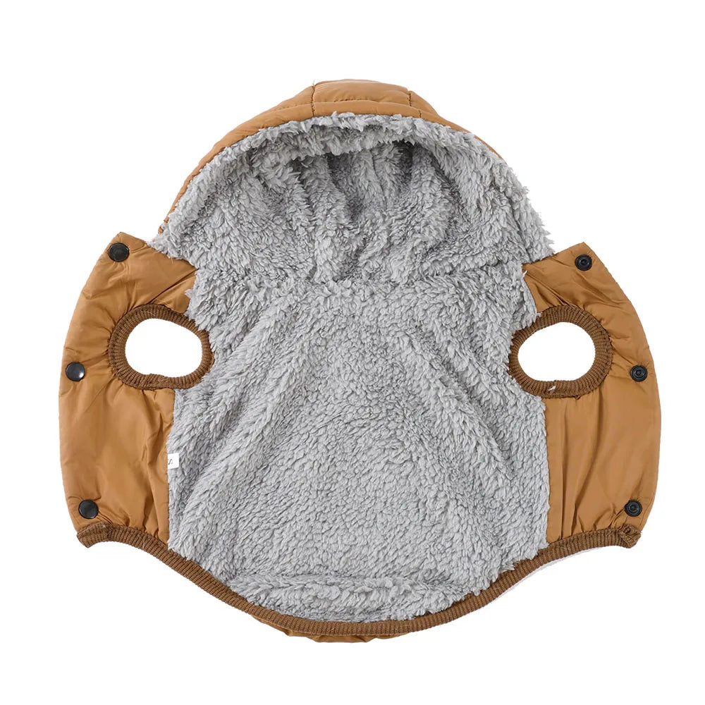 Caldo pile cappotto per cani con cappuccio per cani di piccola taglia media inverno vestiti per cuccioli giacca con anello a D spesso accogliente carlino bassotto Parka costume