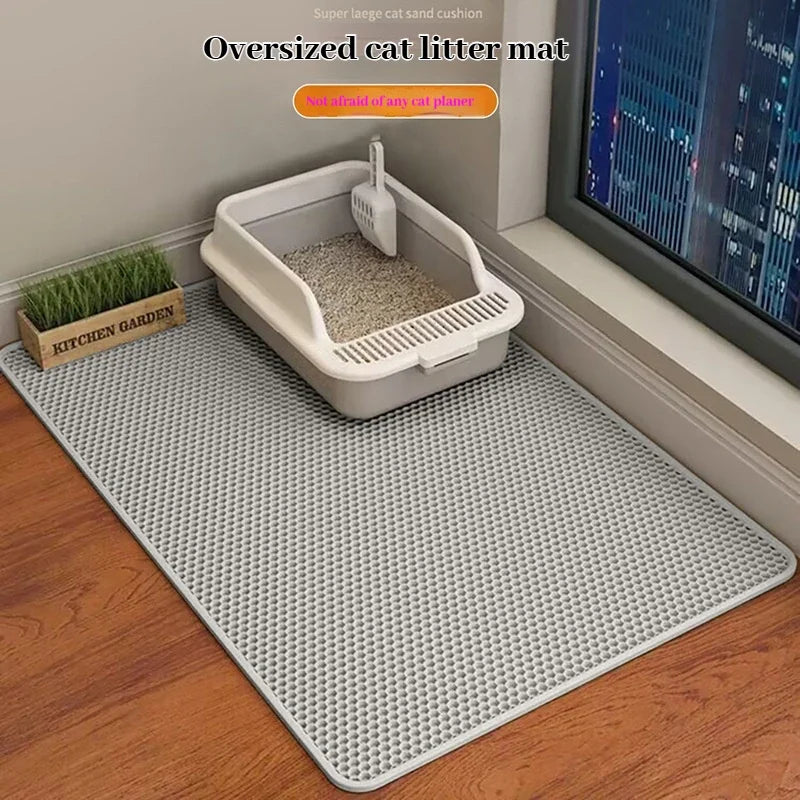 Tappetino per lettiera per gatti Design a 2 strati Tecnologia di cattura della sabbia premium Base impermeabile Protezione antiscivolo per pavimenti per animali domestici per gattini da interni