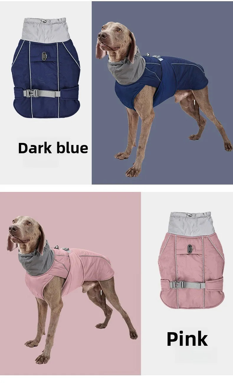 Giacca invernale impermeabile per cani con strisce riflettenti, cappotto spesso e caldo per animali domestici, regolabile con anello a D, S-3XL
