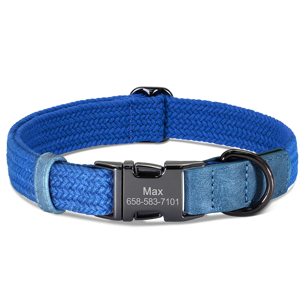 Collare per cani personalizzato Collari per cani in nylon resistente con nome per animali domestici inciso gratuito Collana con fibbia regolabile per cani di taglia piccola, media e grande