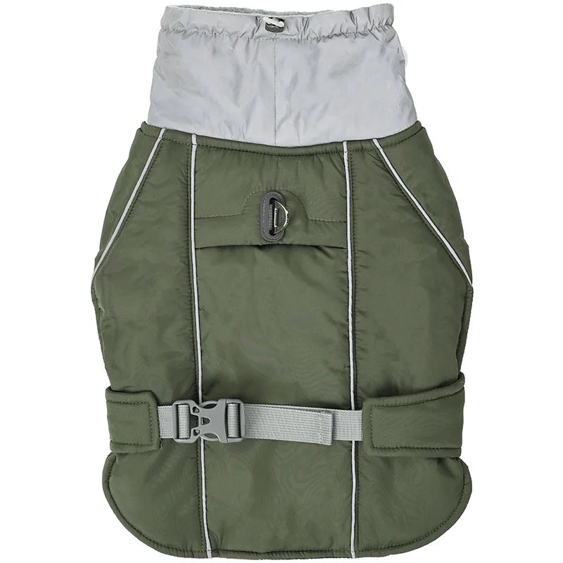Giacca invernale impermeabile per cani con strisce riflettenti, cappotto spesso e caldo per animali domestici, regolabile con anello a D, S-3XL