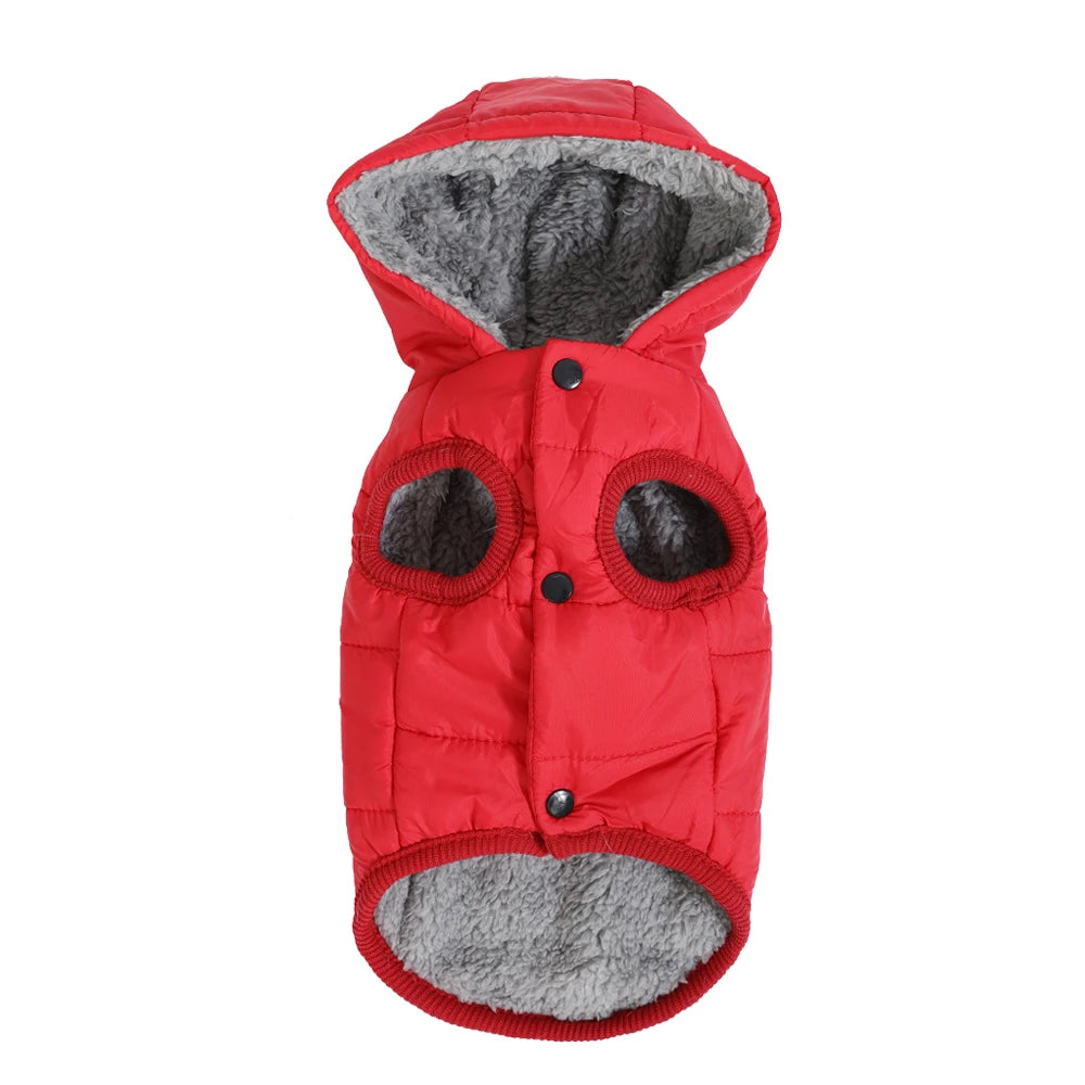 Caldo pile cappotto per cani con cappuccio per cani di piccola taglia media inverno vestiti per cuccioli giacca con anello a D spesso accogliente carlino bassotto Parka costume