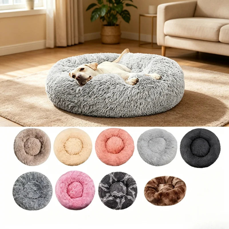 Cuccia Rotonda per Cani, Letto Caldo Invernale per Gatti, Cestino in Peluche Lavabile per Cani di Piccola, Media e Grande Taglia, Divano per Gatti