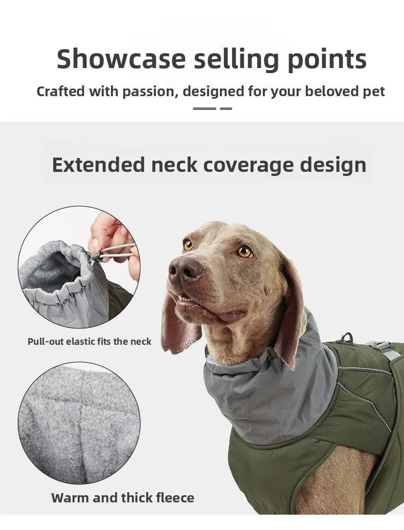 Giacca invernale impermeabile per cani con strisce riflettenti, cappotto spesso e caldo per animali domestici, regolabile con anello a D, S-3XL