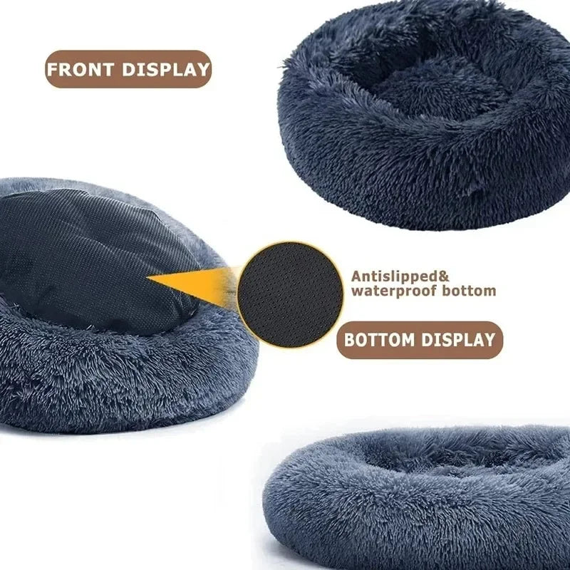 Cuccia Rotonda per Cani, Letto Caldo Invernale per Gatti, Cestino in Peluche Lavabile per Cani di Piccola, Media e Grande Taglia, Divano per Gatti