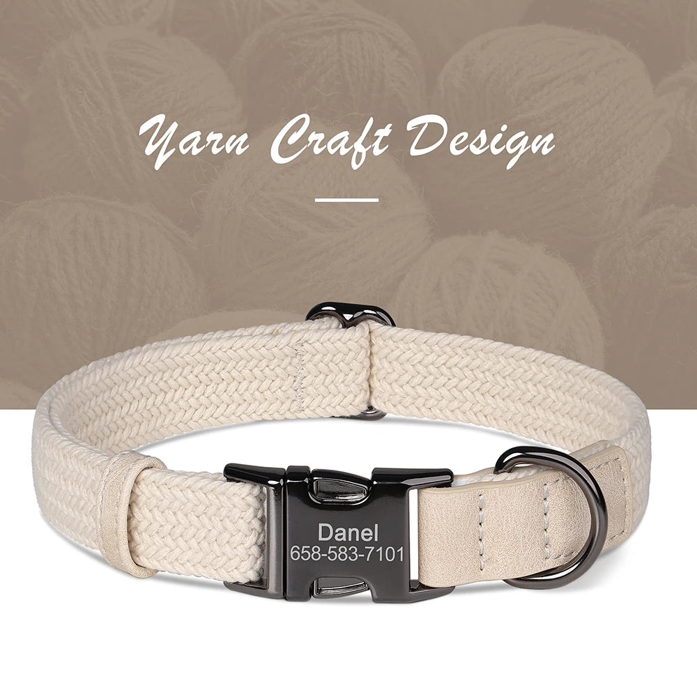 Collare per cani personalizzato Collari per cani in nylon resistente con nome per animali domestici inciso gratuito Collana con fibbia regolabile per cani di taglia piccola, media e grande