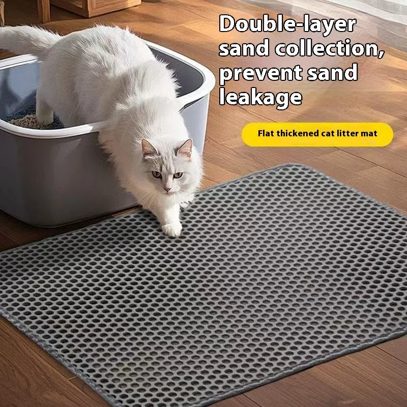 Tappetino per lettiera per gatti Design a 2 strati Tecnologia di cattura della sabbia premium Base impermeabile Protezione antiscivolo per pavimenti per animali domestici per gattini da interni