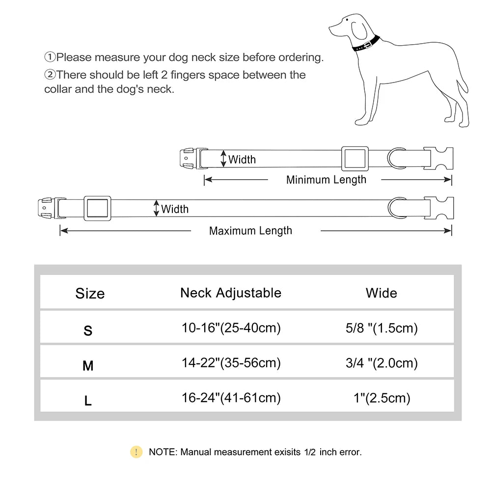 Collare per cani personalizzato Collari per cani in nylon resistente con nome per animali domestici inciso gratuito Collana con fibbia regolabile per cani di taglia piccola, media e grande