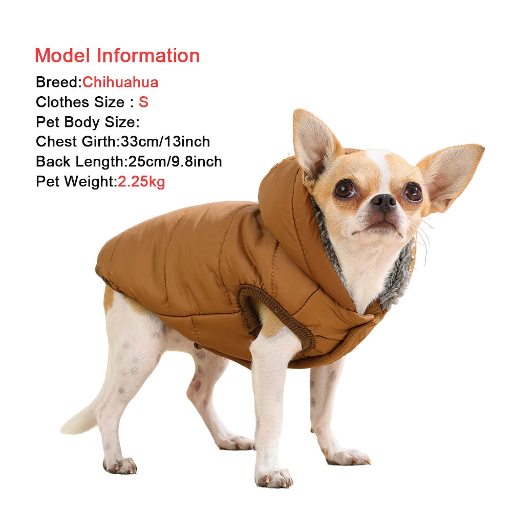 Caldo pile cappotto per cani con cappuccio per cani di piccola taglia media inverno vestiti per cuccioli giacca con anello a D spesso accogliente carlino bassotto Parka costume