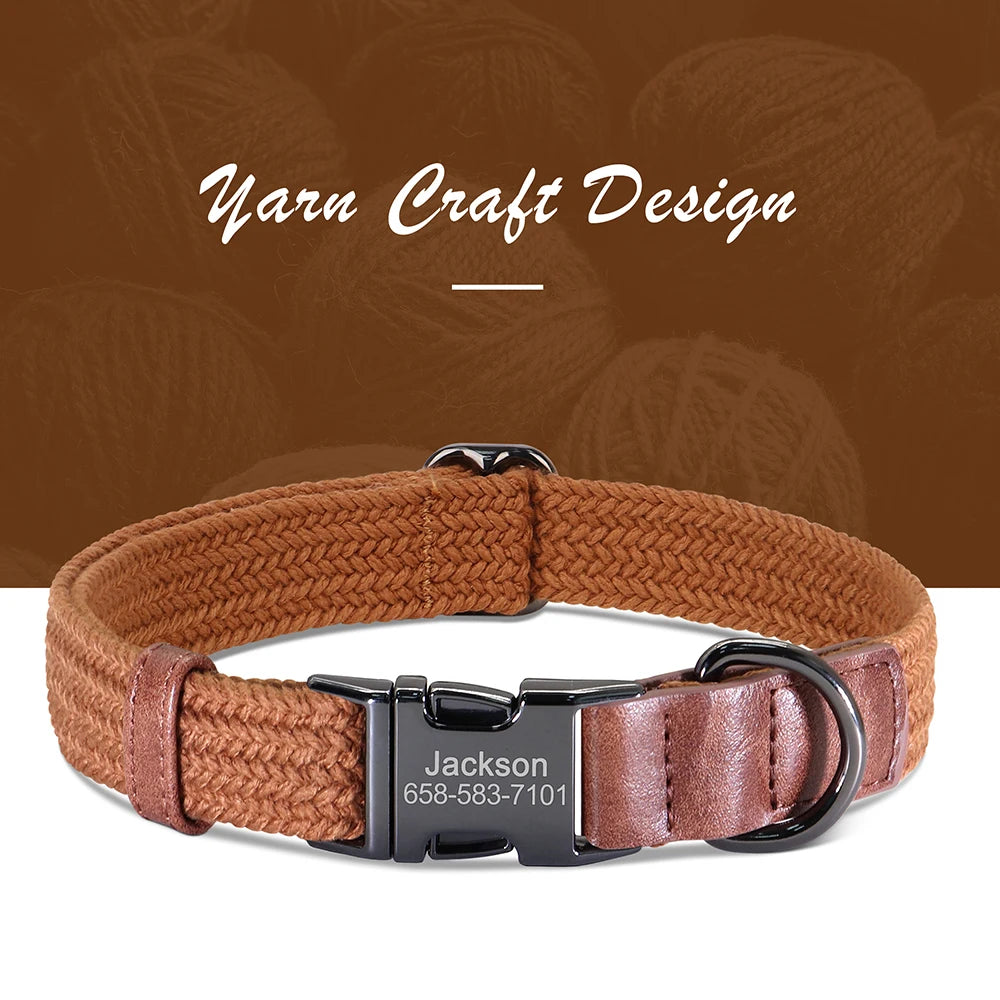 Collare per cani personalizzato Collari per cani in nylon resistente con nome per animali domestici inciso gratuito Collana con fibbia regolabile per cani di taglia piccola, media e grande