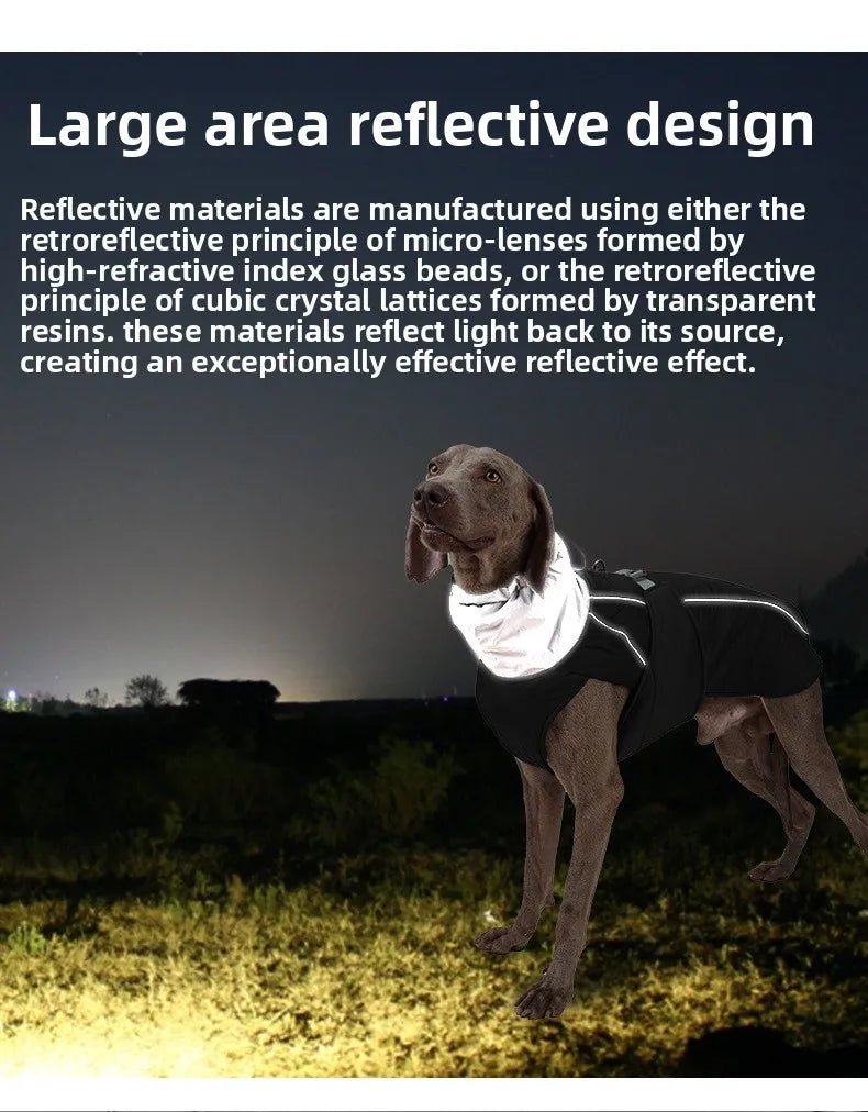 Giacca invernale impermeabile per cani con strisce riflettenti, cappotto spesso e caldo per animali domestici, regolabile con anello a D, S-3XL