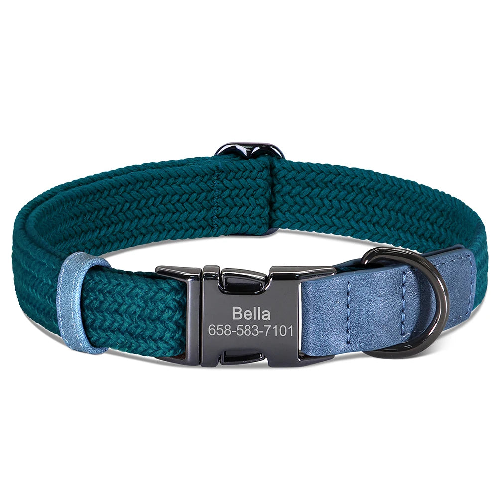 Collare per cani personalizzato Collari per cani in nylon resistente con nome per animali domestici inciso gratuito Collana con fibbia regolabile per cani di taglia piccola, media e grande
