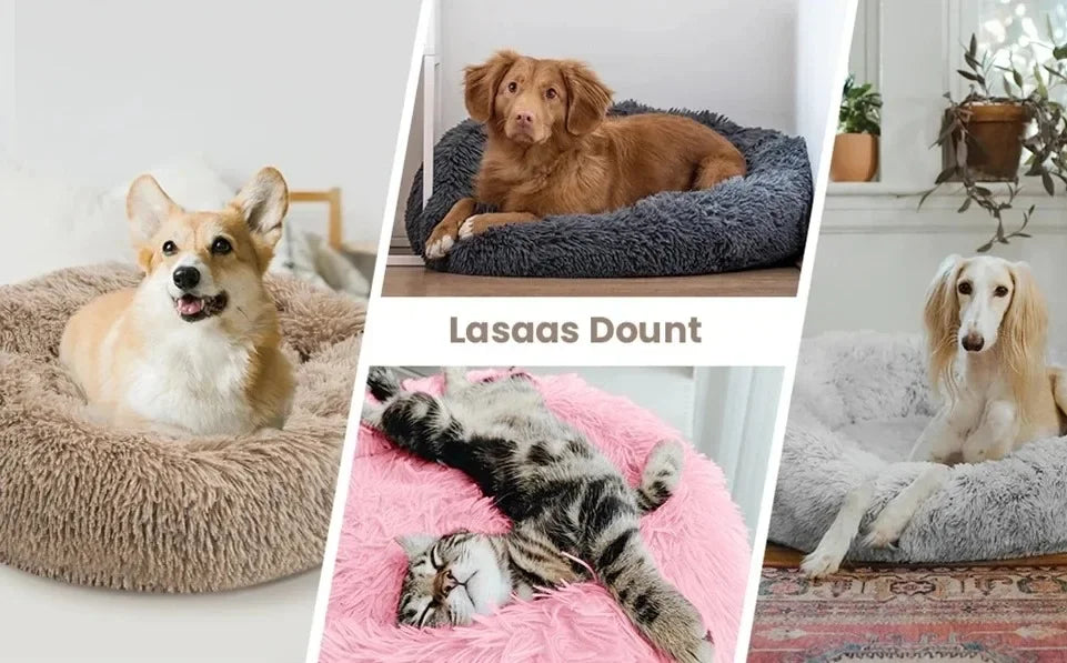 Cuccia Rotonda per Cani, Letto Caldo Invernale per Gatti, Cestino in Peluche Lavabile per Cani di Piccola, Media e Grande Taglia, Divano per Gatti