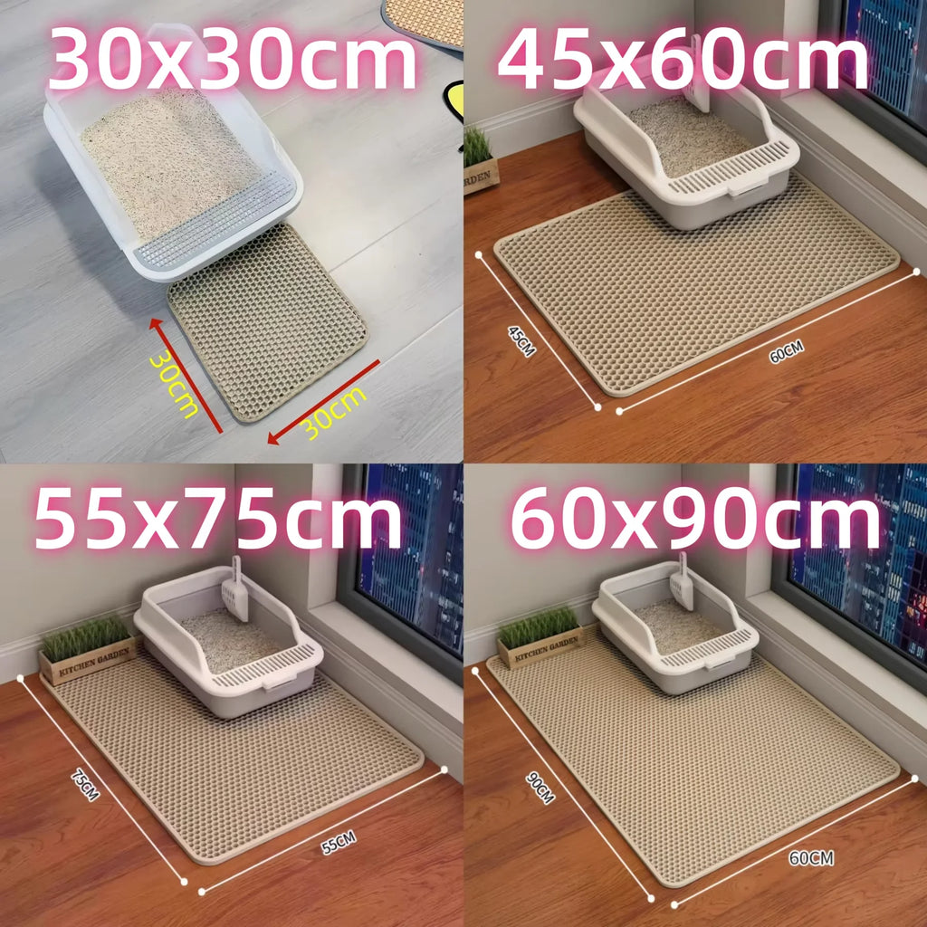 Tappetino per lettiera per gatti Design a 2 strati Tecnologia di cattura della sabbia premium Base impermeabile Protezione antiscivolo per pavimenti per animali domestici per gattini da interni