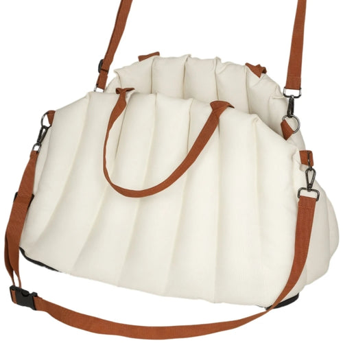 Borsa da trasporto per cani sotto i 5 kg, 2 cinghie, tessuto Oxford, cuscino, guinzaglio, bianco crema