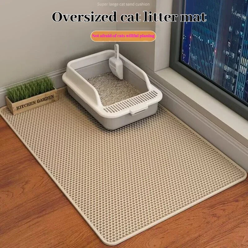 Tappetino per lettiera per gatti Design a 2 strati Tecnologia di cattura della sabbia premium Base impermeabile Protezione antiscivolo per pavimenti per animali domestici per gattini da interni