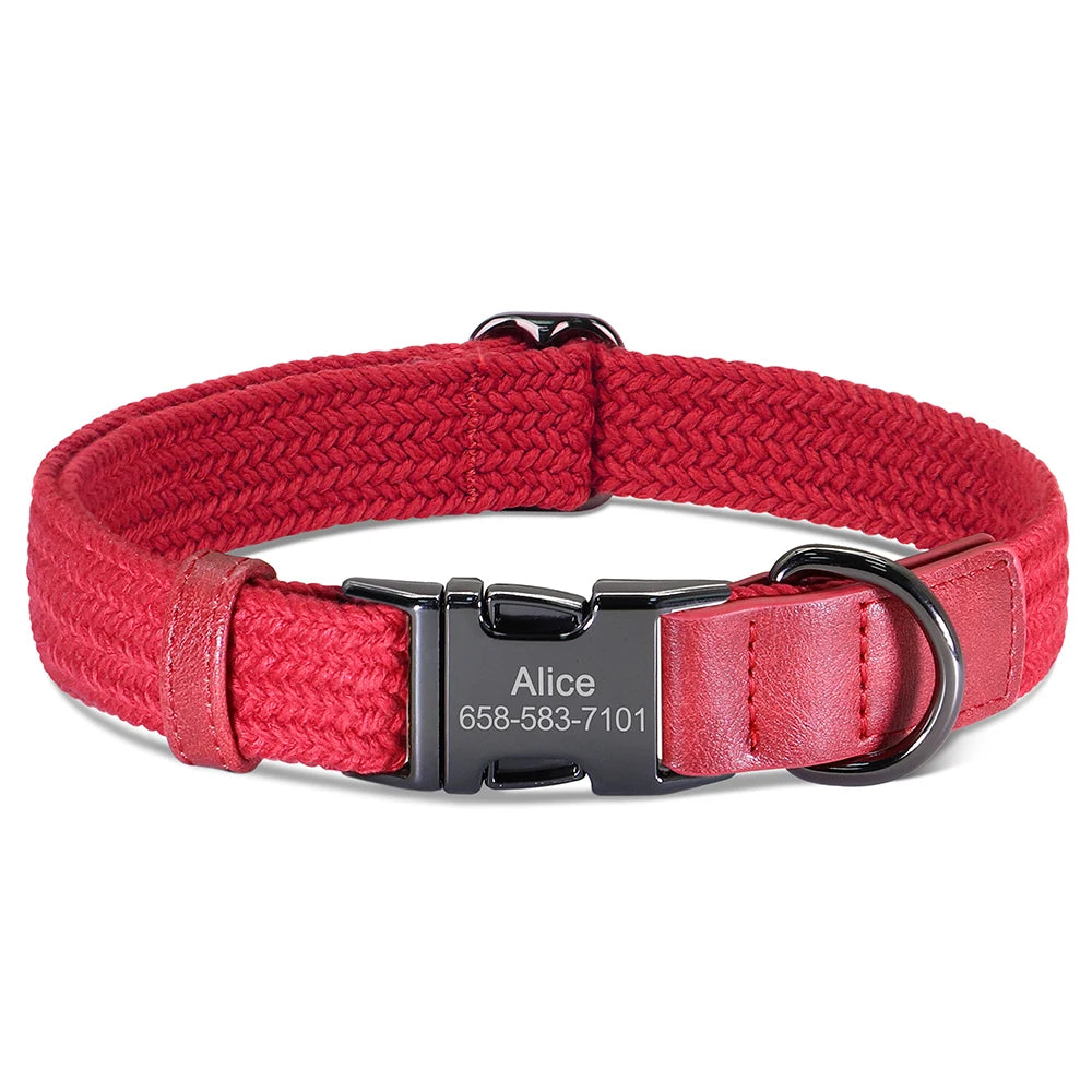 Collare per cani personalizzato Collari per cani in nylon resistente con nome per animali domestici inciso gratuito Collana con fibbia regolabile per cani di taglia piccola, media e grande