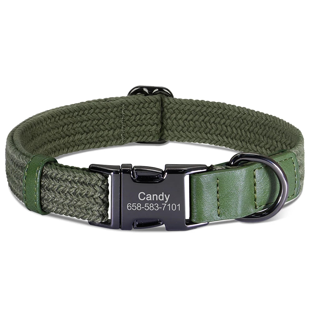 Collare per cani personalizzato Collari per cani in nylon resistente con nome per animali domestici inciso gratuito Collana con fibbia regolabile per cani di taglia piccola, media e grande