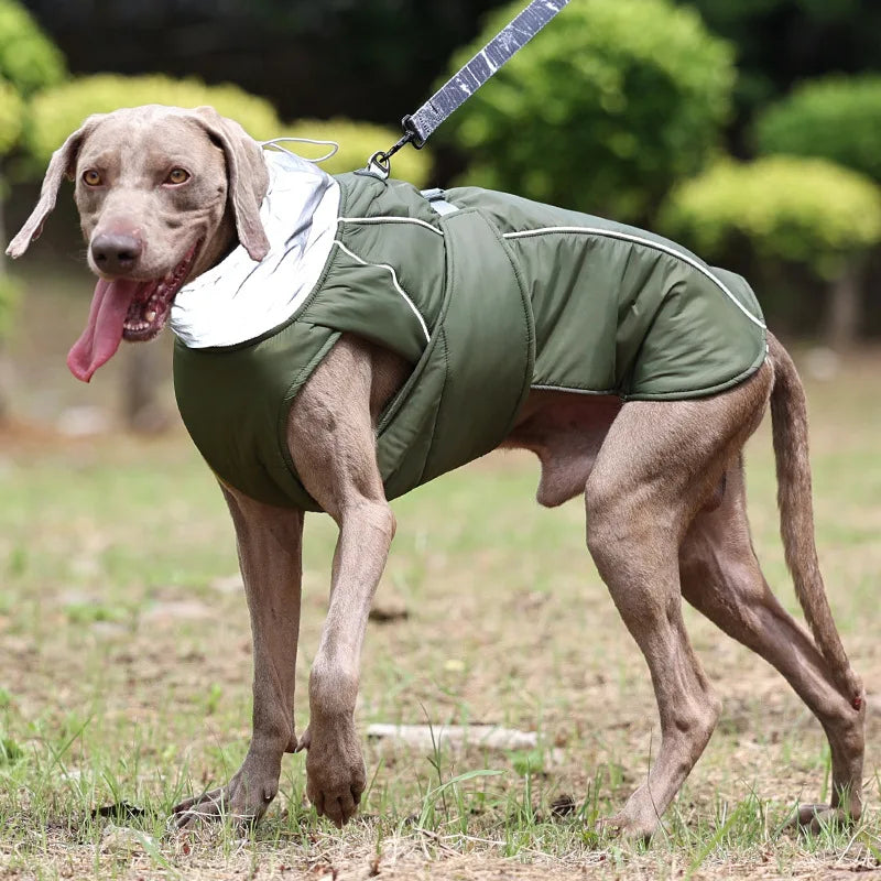 Giacca invernale impermeabile per cani con strisce riflettenti, cappotto spesso e caldo per animali domestici, regolabile con anello a D, S-3XL