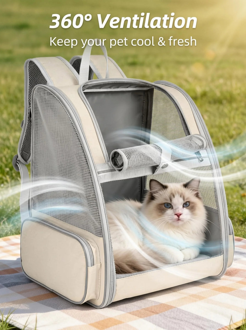 Zaino per gatti espandibile, zaino da viaggio per animali domestici traspirante con design ergonomico, zaino per gatti pieghevole a mani libere per cani piccoli, borsa per animali per escursionismo e viaggio