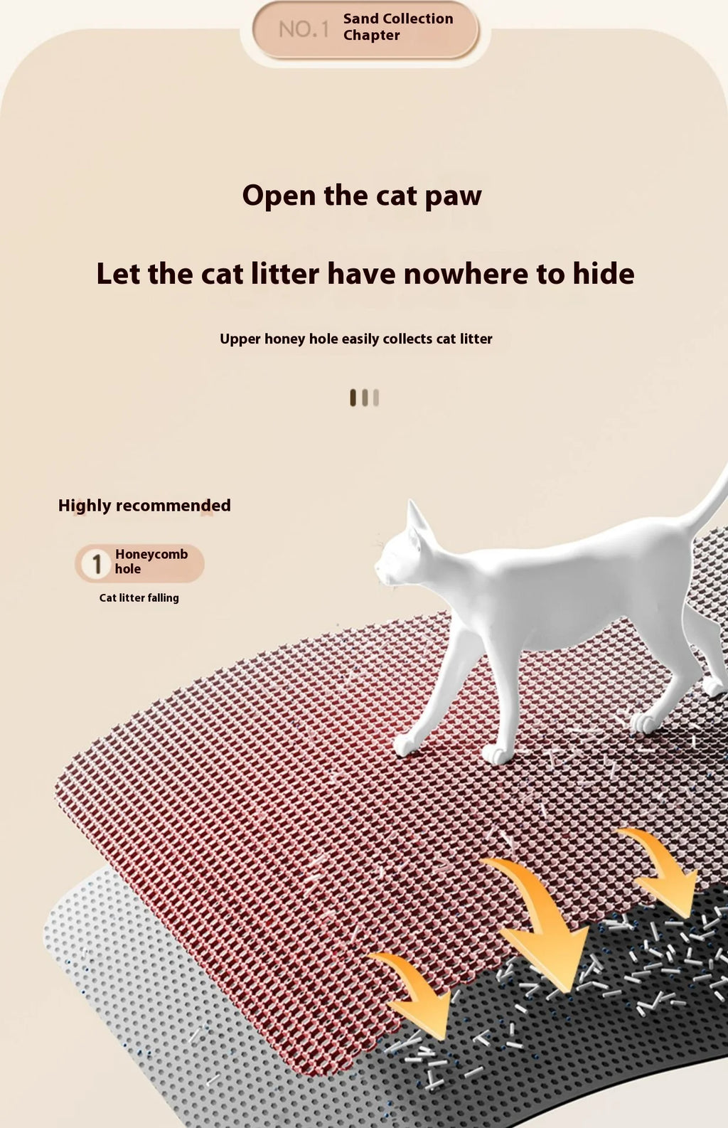 Tappetino per lettiera per gatti Design a 2 strati Tecnologia di cattura della sabbia premium Base impermeabile Protezione antiscivolo per pavimenti per animali domestici per gattini da interni