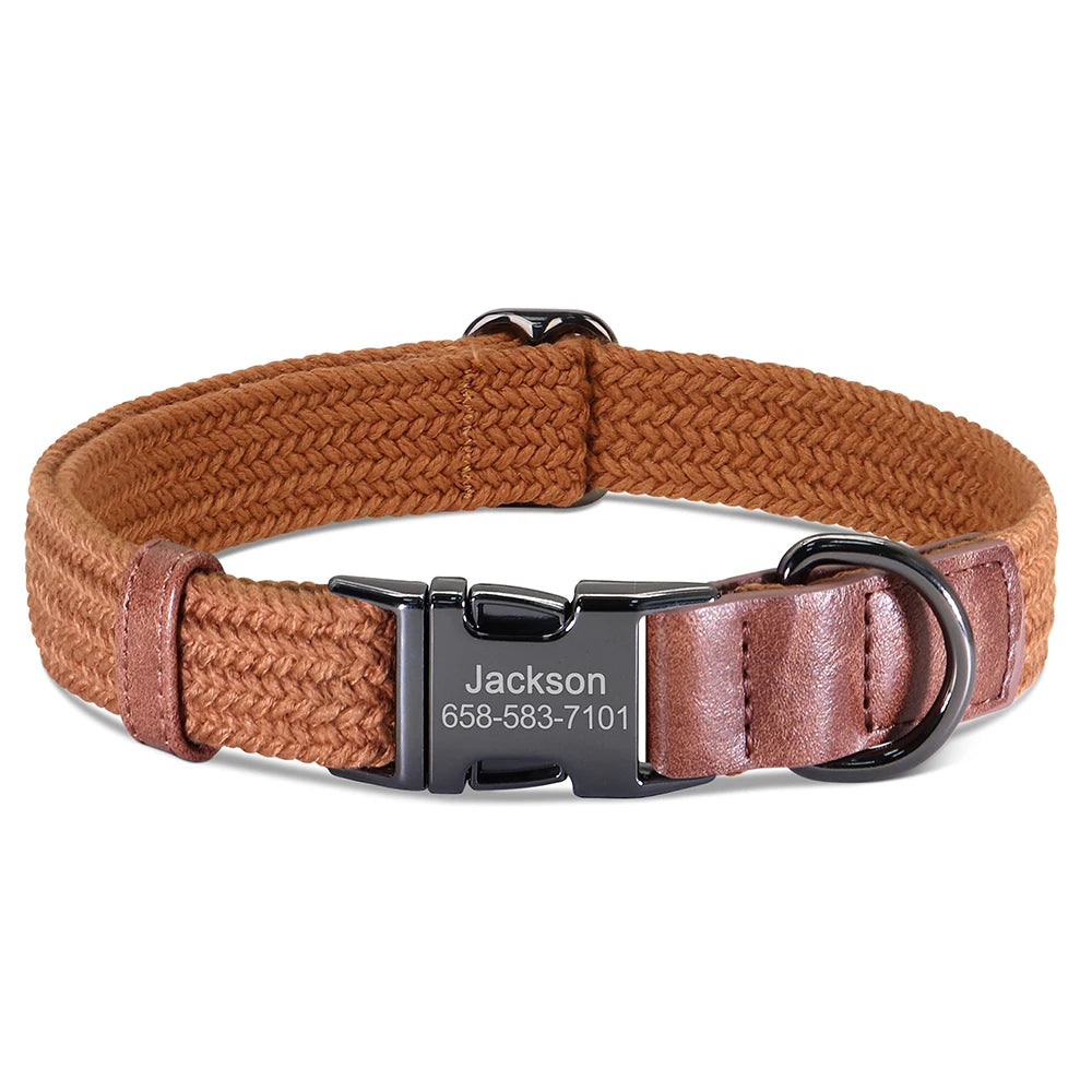 Collare per cani personalizzato Collari per cani in nylon resistente con nome per animali domestici inciso gratuito Collana con fibbia regolabile per cani di taglia piccola, media e grande