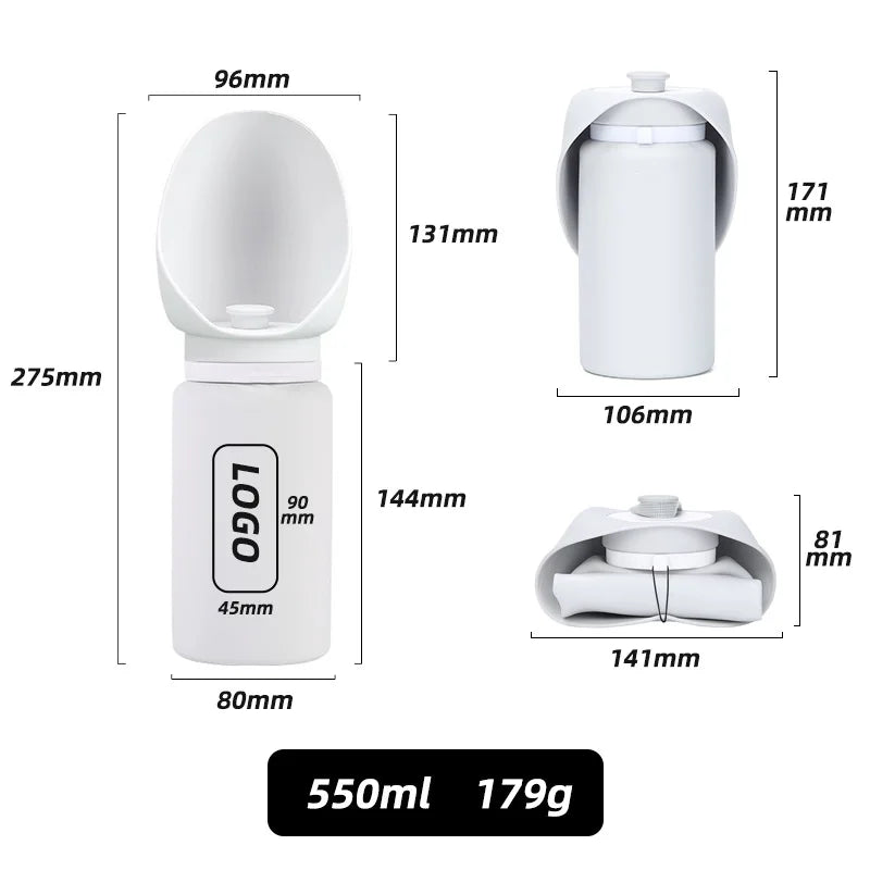 Bottiglia d'Acqua da Viaggio per Animali: Dispenser d'Acqua Pieghevole per Cani con Vassoio - Soluzione Portatile Antigoccia per Idratazione all'Aperto
