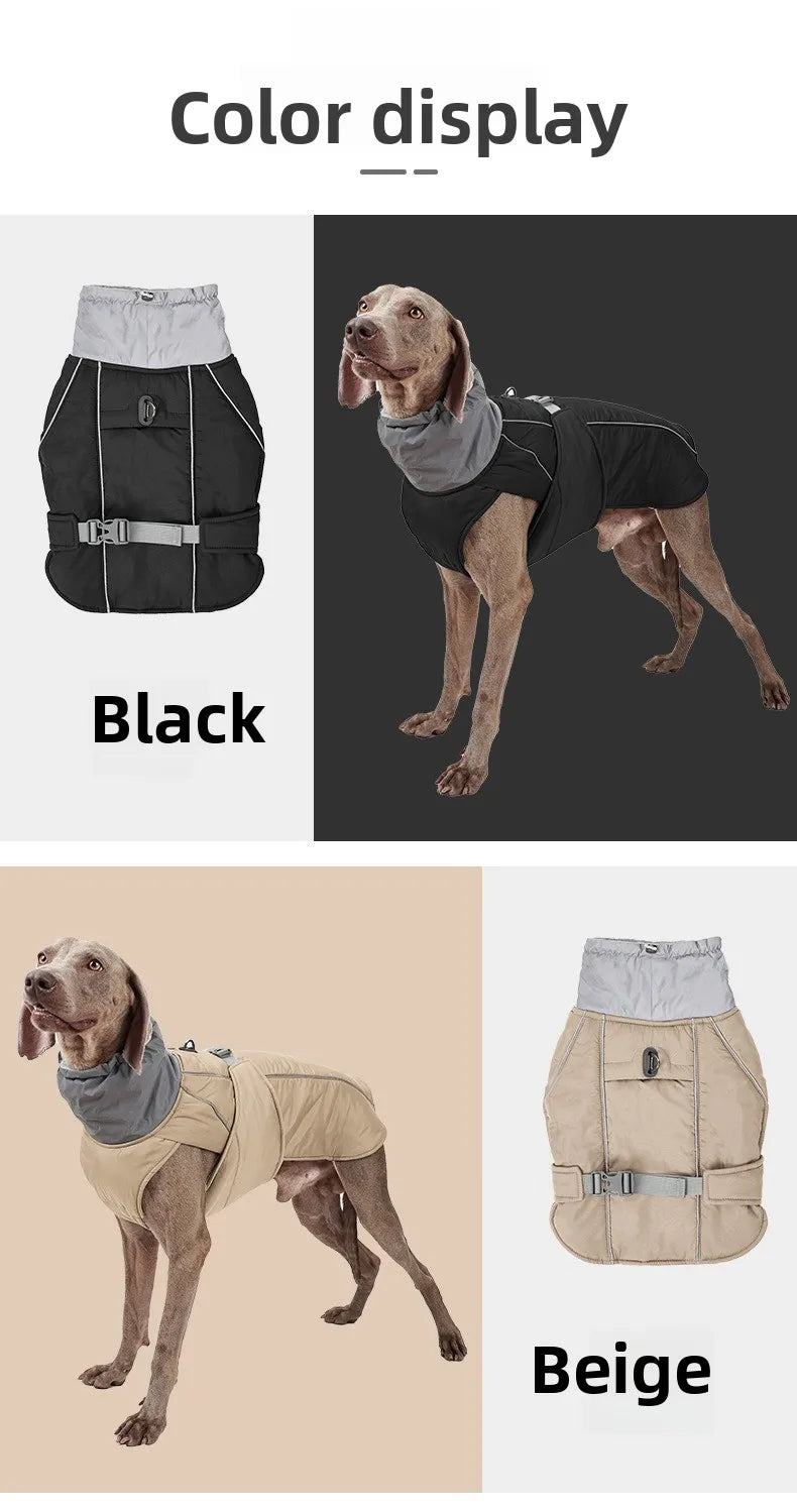 Giacca invernale impermeabile per cani con strisce riflettenti, cappotto spesso e caldo per animali domestici, regolabile con anello a D, S-3XL