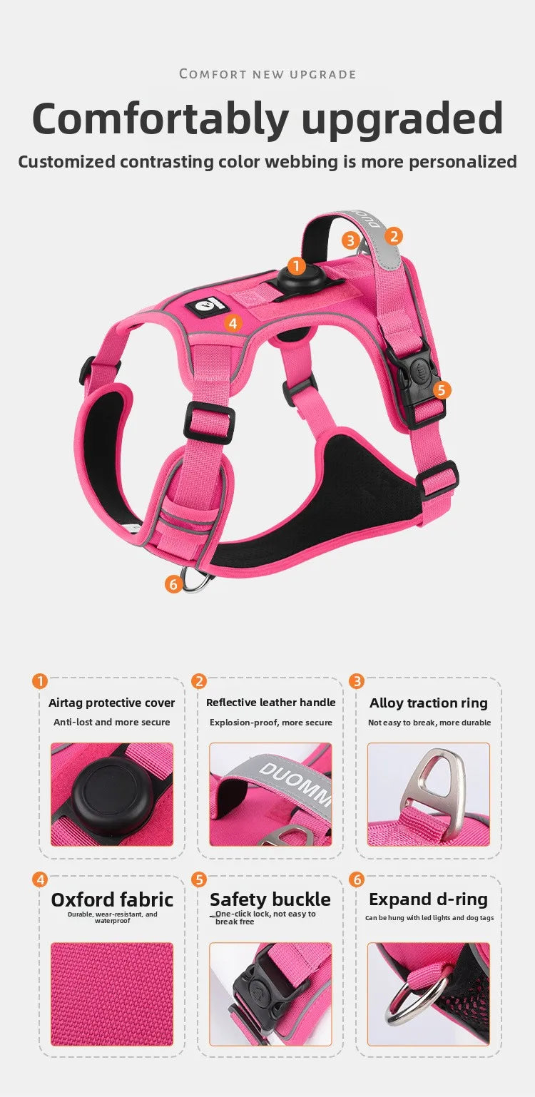 Guinzaglio anti-smarrimento per cani da addestramento all'aperto, pettorina per cani compatibile con AirTag, collare per cani, accessori per cani