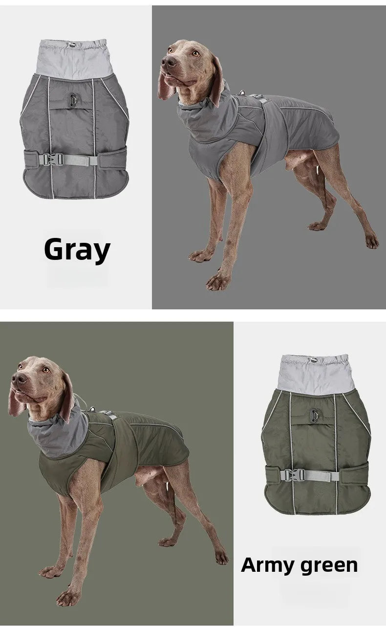 Giacca invernale impermeabile per cani con strisce riflettenti, cappotto spesso e caldo per animali domestici, regolabile con anello a D, S-3XL